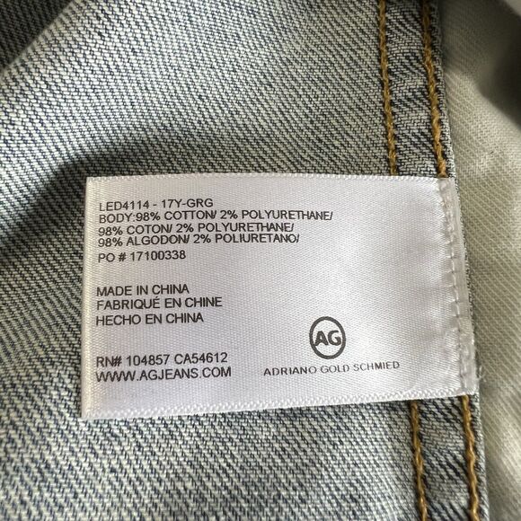 AG Adriano Goldschmied Jean Jacket Womens Size M Wash Blue Denim Distressed - Picture 4 of 5